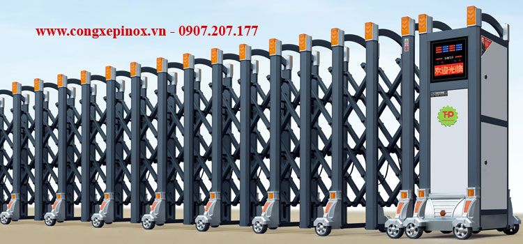 Cửa cổng xếp hợp kim nhôm THP-096