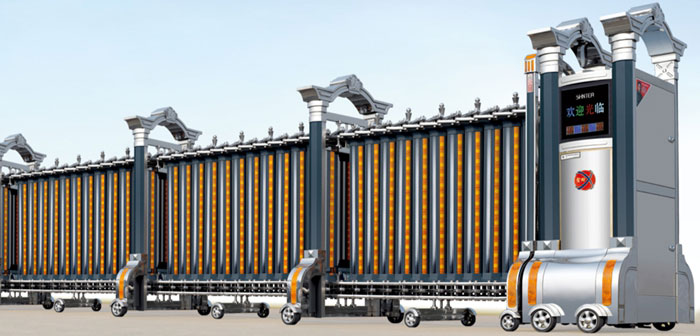 Cửa cổng xếp inox chạy điện THP-606